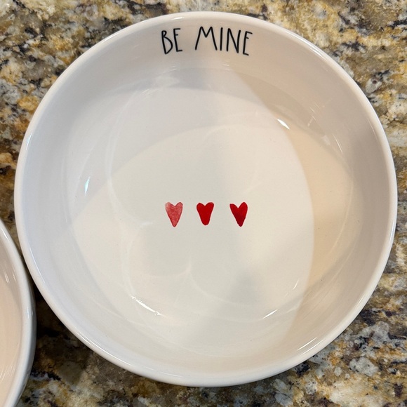 Rae Dunn Be Mine Bowls with Red Hearts - Picture 2 of 2